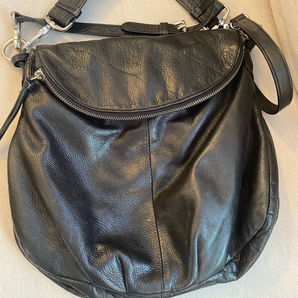 Margot Black Genuine Leather Crossbody Shoulder Handbag Snap Adjustable Strap